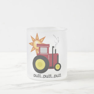 Taza De Cristal Esmerilado Camisetas y regalos rojos del tractor de granja