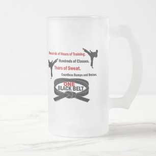 Taza De Cristal Esmerilado CAMISETAS y ROPA de UN KARATE de la correa negra 1