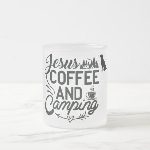 Taza De Cristal Esmerilado Campamento de vidrio escarpado Mug