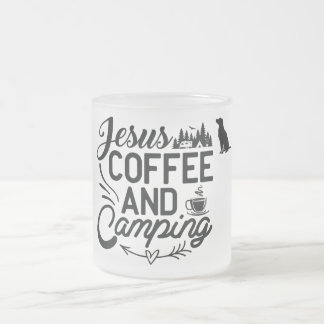 Taza De Cristal Esmerilado Campamento de vidrio escarpado Mug