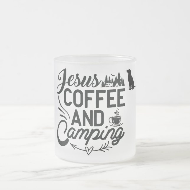 Taza De Cristal Esmerilado Campamento de vidrio escarpado Mug (Centro)