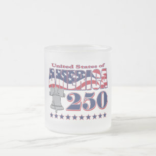 Taza De Cristal Esmerilado Campana de la Libertad del 250º aniversario de Amé