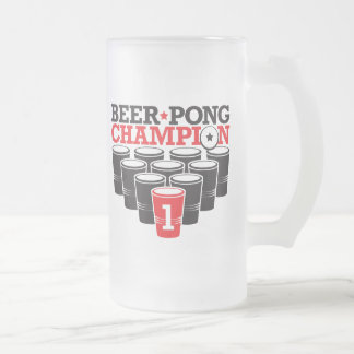 Taza De Cristal Esmerilado Campeón de Pong de la cerveza