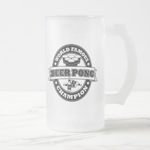 Taza De Cristal Esmerilado Campeón de Pong de la cerveza