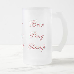 Taza De Cristal Esmerilado Campeón de Pong de la cerveza todo alrededor