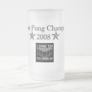 Taza De Cristal Esmerilado campeón del pong de la cerveza