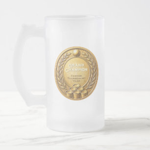 Taza De Cristal Esmerilado Campeonato Torneo de Beer Pong Medallas de Oro