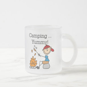 Taza De Cristal Esmerilado Camping es Camisetas y regalos Yummy
