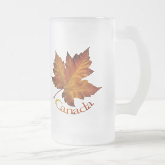 Taza De Cristal Esmerilado Canadá Beer Mug Autumn Canada Souvenir Glasses