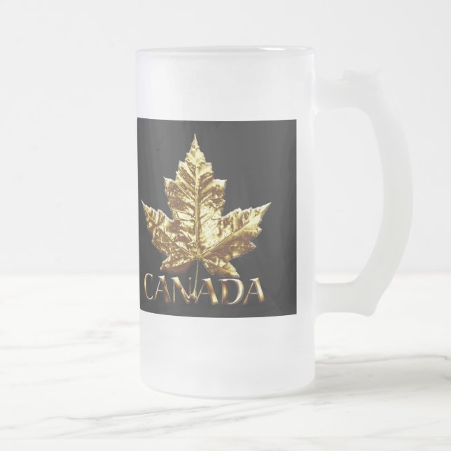 Taza De Cristal Esmerilado Canadá Beer Mugs Souvenir Canada Glasses & Mugs (Derecha)
