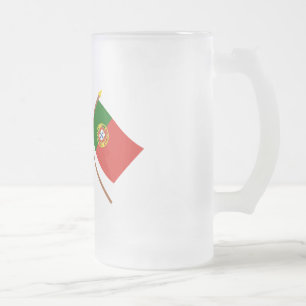 Taza De Cristal Esmerilado Canadá y banderas cruzadas Portugal