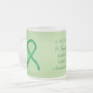 Taza De Cristal Esmerilado Cáncer Adrenal Cinta de Concienciación Verde Perso