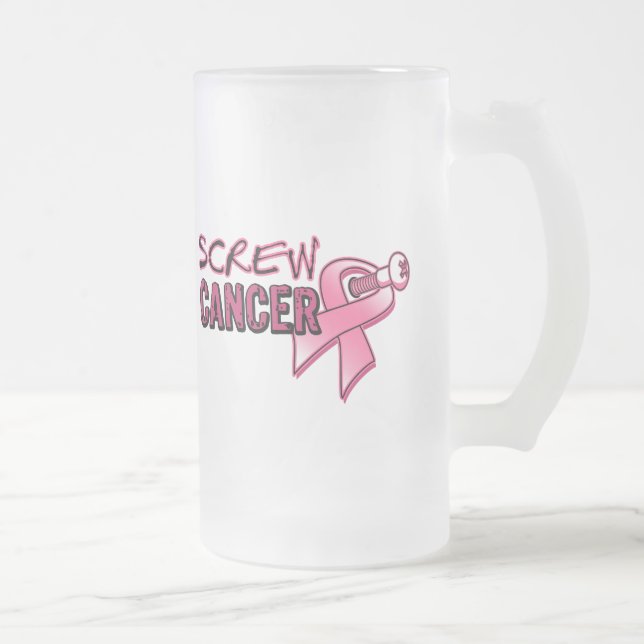 Taza De Cristal Esmerilado Cáncer de pecho del tornillo (Derecha)