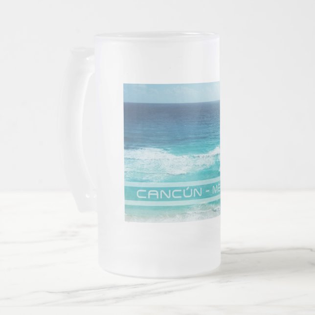Taza De Cristal Esmerilado Cancún - México (Anverso izquierdo)
