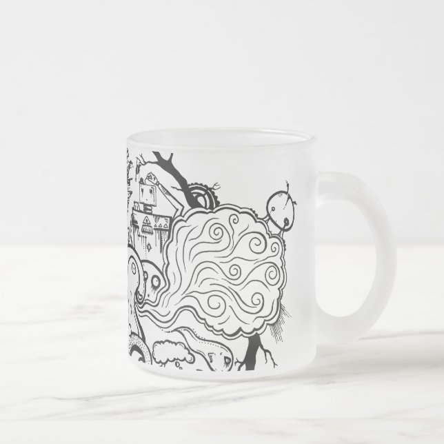 Taza De Cristal Esmerilado caneca doodle (Derecha)