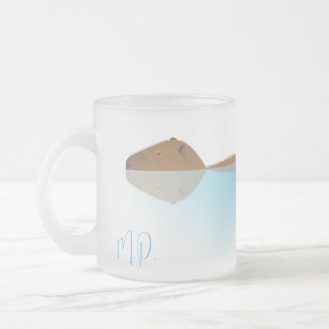 Taza De Cristal Esmerilado Capibara e Iniciales Mug Frosted (Izquierda)