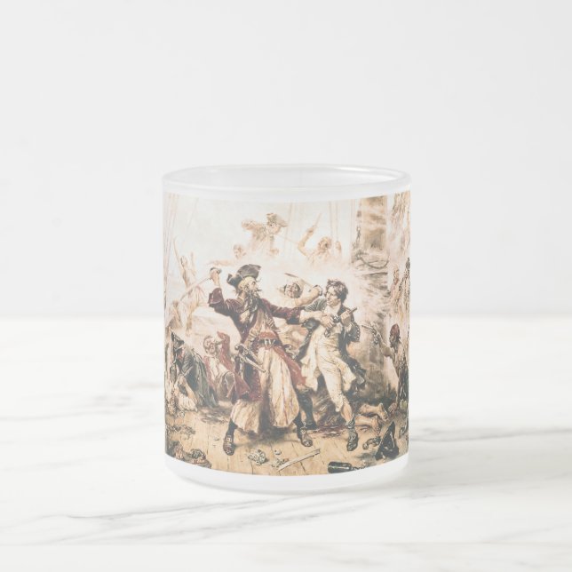 Taza De Cristal Esmerilado Captura, barba negra pirata, venganza de la reina  (Centro)