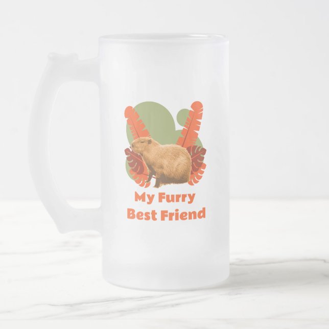 Taza De Cristal Esmerilado Capybara Mi mejor amigo furtivo (Izquierda)
