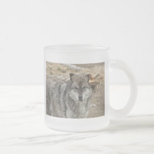Taza De Cristal Esmerilado cara de animal lobo ojos canino bosque zoológico p