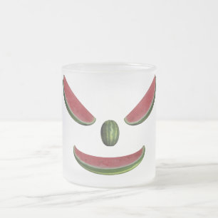 Taza De Cristal Esmerilado Cara de sandía sonriente