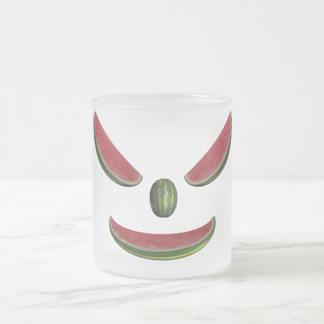 Taza De Cristal Esmerilado Cara de sandía sonriente (Centro)