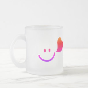 Taza De Cristal Esmerilado Cara HappeSmiley con corazón - pelo de color