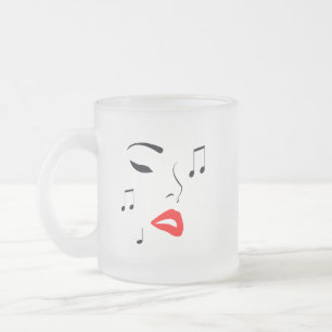 Taza De Cristal Esmerilado Cara musical femenina