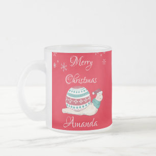 Taza De Cristal Esmerilado Caracol navidad