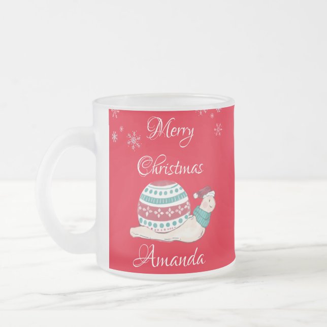 Taza De Cristal Esmerilado Caracol navidad (Izquierda)