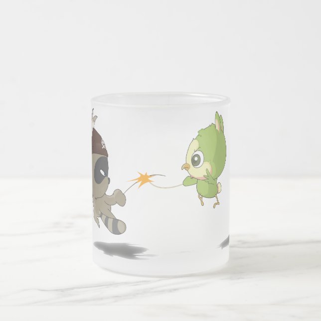 Taza De Cristal Esmerilado Carácter divertido del animado del dibujo animado (Centro)