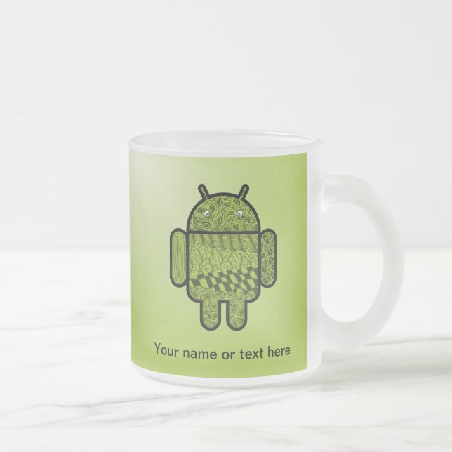 Taza De Cristal Esmerilado Carácter paisley para el robot Android™ (Derecha)
