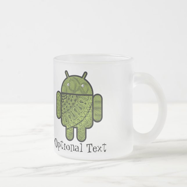 Taza De Cristal Esmerilado Carácter Pancho Doodle para robot Android™ (Derecha)