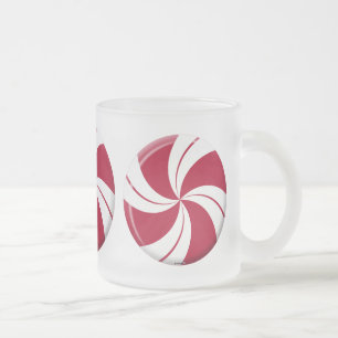 Taza De Cristal Esmerilado Caramelo de Raya de Remolino de Menta