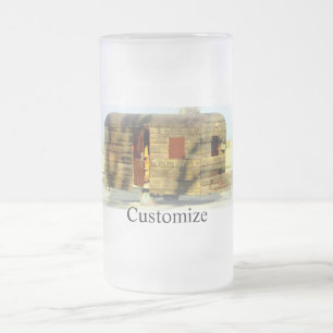 Taza De Cristal Esmerilado Caravana de madera clásica de época