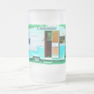 Taza De Cristal Esmerilado Caravana gitana clásica de remolques de época