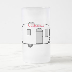 Taza De Cristal Esmerilado Caravana redondeada de remolque clásico de época