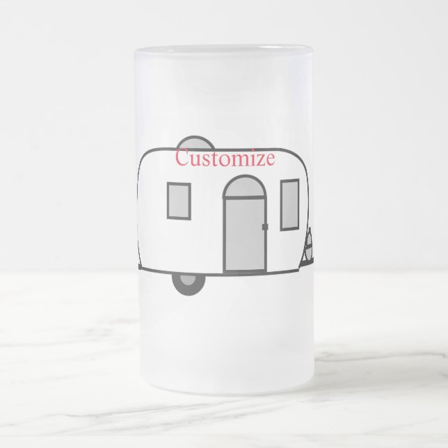 Taza De Cristal Esmerilado Caravana redondeada de remolque clásico de época (Centro)