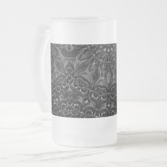 Taza De Cristal Esmerilado Carbón Mandala (Anverso izquierdo)