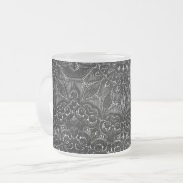 Taza De Cristal Esmerilado Carbón Mandala (Anverso izquierdo)