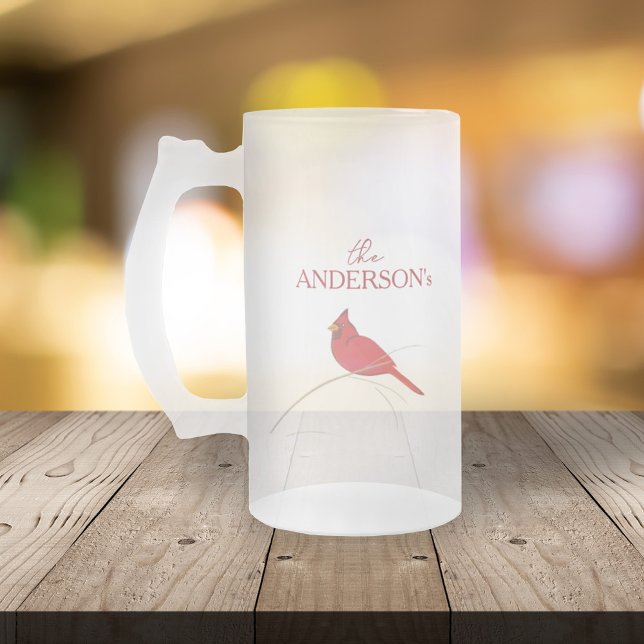 Taza De Cristal Esmerilado Cardenal Rojo Botánico Elegante De Invierno (Subido por el creador)