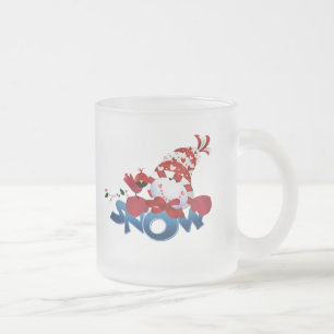 Taza De Cristal Esmerilado Cardenal y hombre de la NIEVE