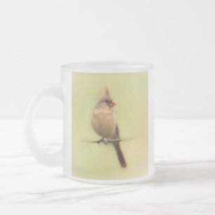 Taza De Cristal Esmerilado Cardinal Songbird