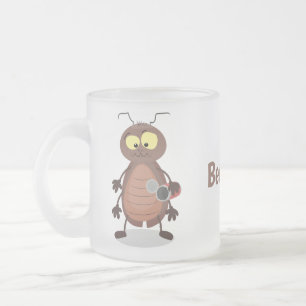 Taza De Cristal Esmerilado Caricatura divertida de una cucaracha linda