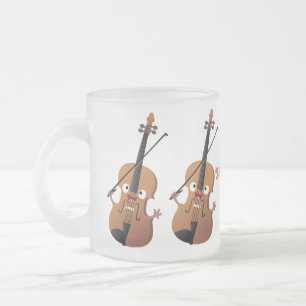 Taza De Cristal Esmerilado Caricatura musical divertida en violín