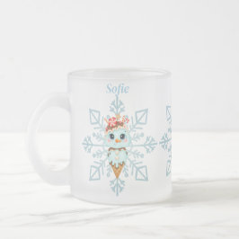 Taza De Cristal Esmerilado Carne de pan de jengibre y copo de nieve azul esca