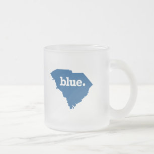 TAZA DE CRISTAL ESMERILADO CAROLINA DEL SUR ESTADO AZUL