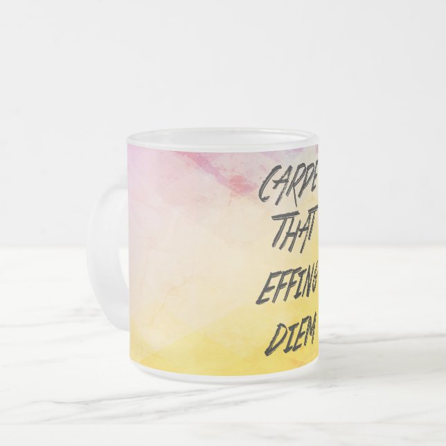 Taza De Cristal Esmerilado Carpe Ese Diema De Effing / Acuarela (Anverso izquierdo)