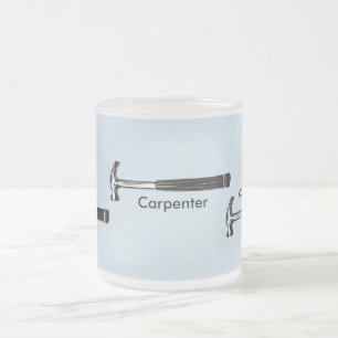Taza De Cristal Esmerilado Carpintero azul claro de la construcción del