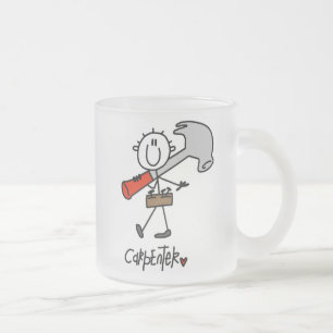 Taza De Cristal Esmerilado Carpintero Con Martillo