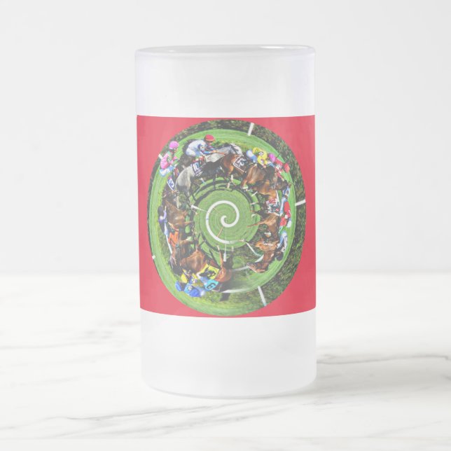 Taza De Cristal Esmerilado Carreras de caballo Mug (Centro)